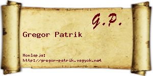 Gregor Patrik névjegykártya